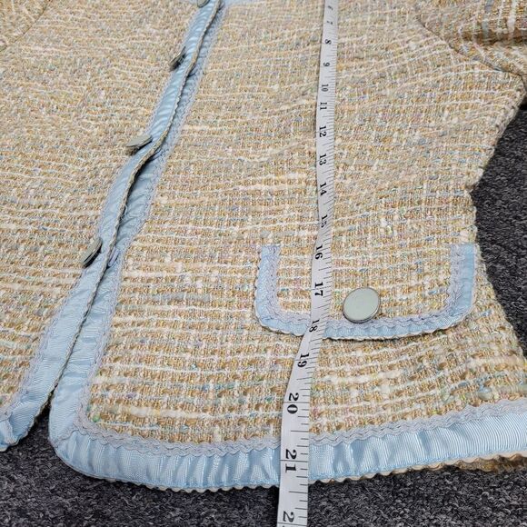 ECI beige boucle tweed blazer with blue trim  plazacore jacket M‎ - Picture 12 of 12